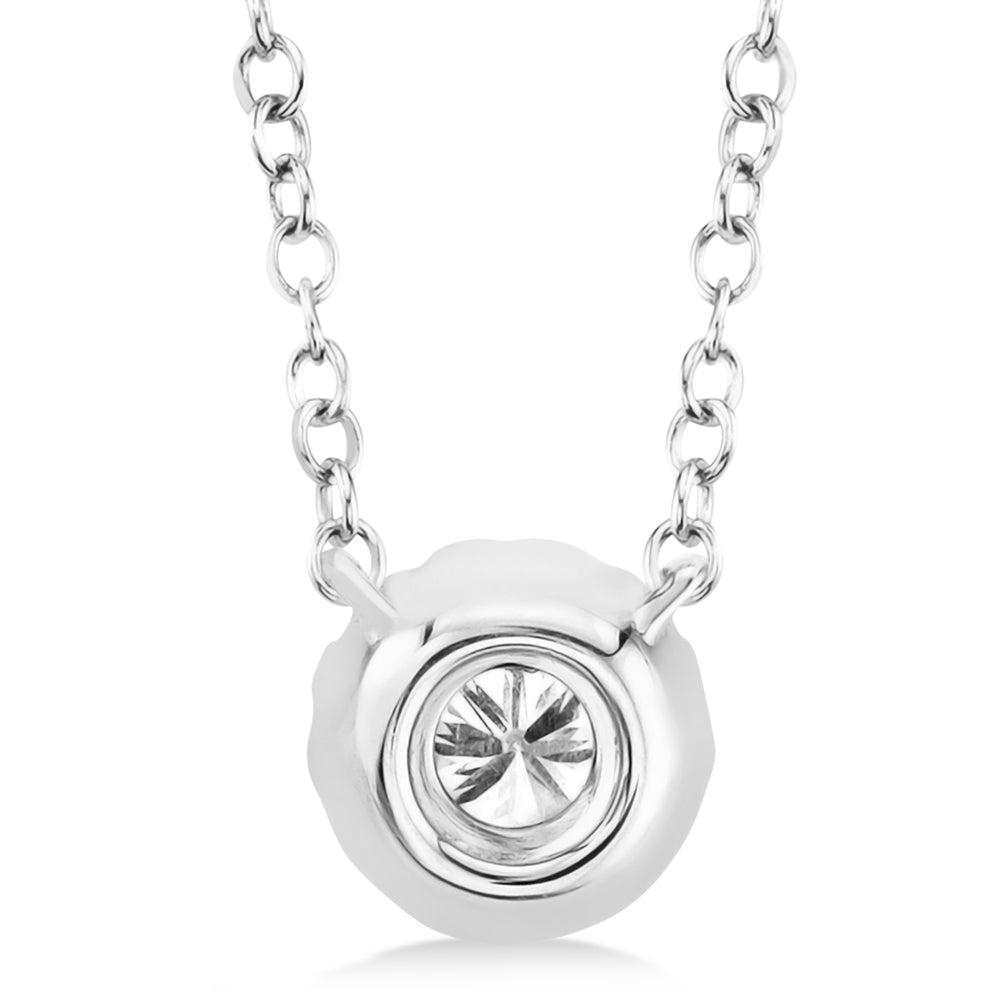 Diamond Halo Pendant Necklace 14k White Gold (0.14ct)