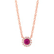 0.04ct Diamond & 0.14ct Ruby 14k Rose Gold Diamond Necklace