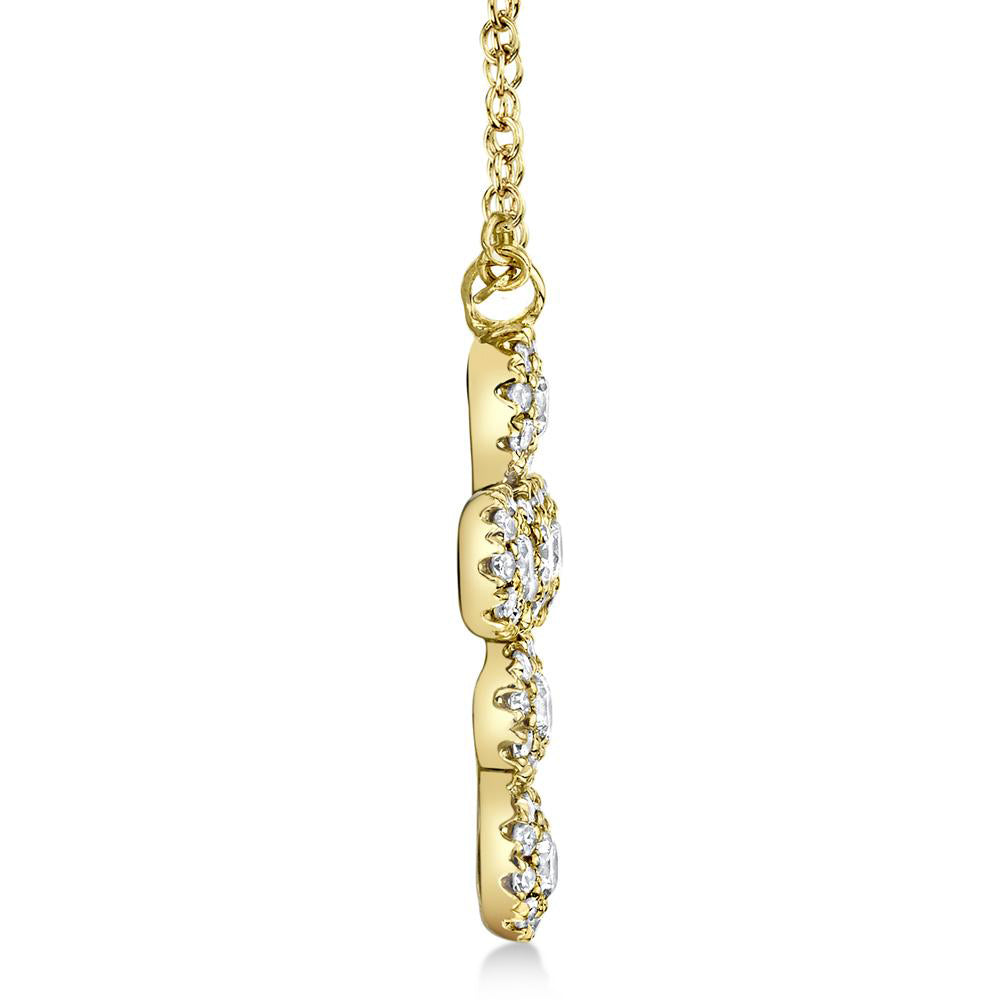Diamond Halo Style Cross Pendant Necklace 14k Yellow Gold (0.25ct)