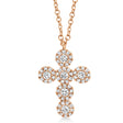 Diamond Halo Style Cross Pendant Necklace 14k Rose Gold (0.25ct)