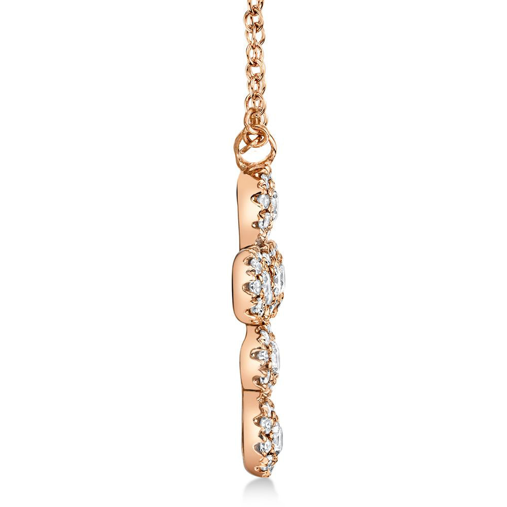 Diamond Halo Style Cross Pendant Necklace 14k Rose Gold (0.25ct)