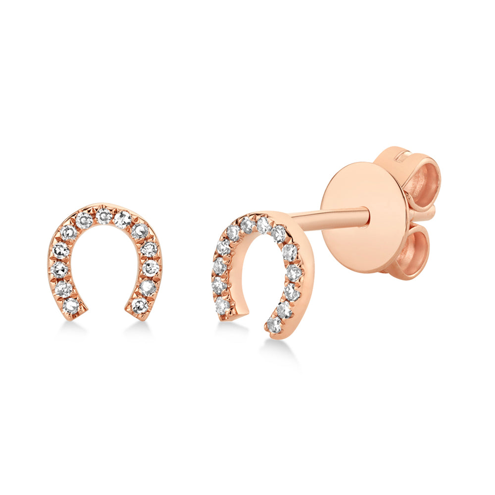 Diamond Horseshoe Stud Earrings 14k Rose Gold (0.06ct)