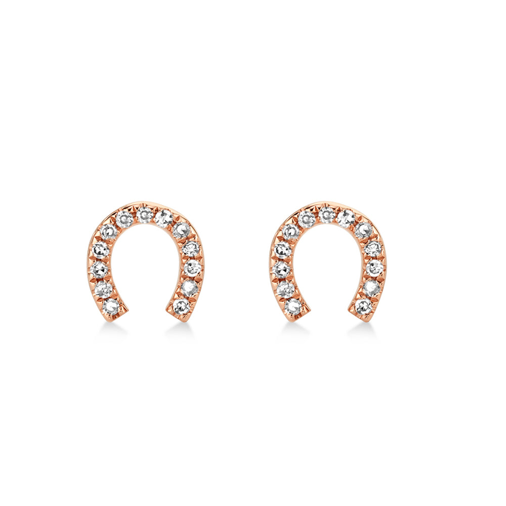 Diamond Horseshoe Stud Earrings 14k Rose Gold (0.06ct)
