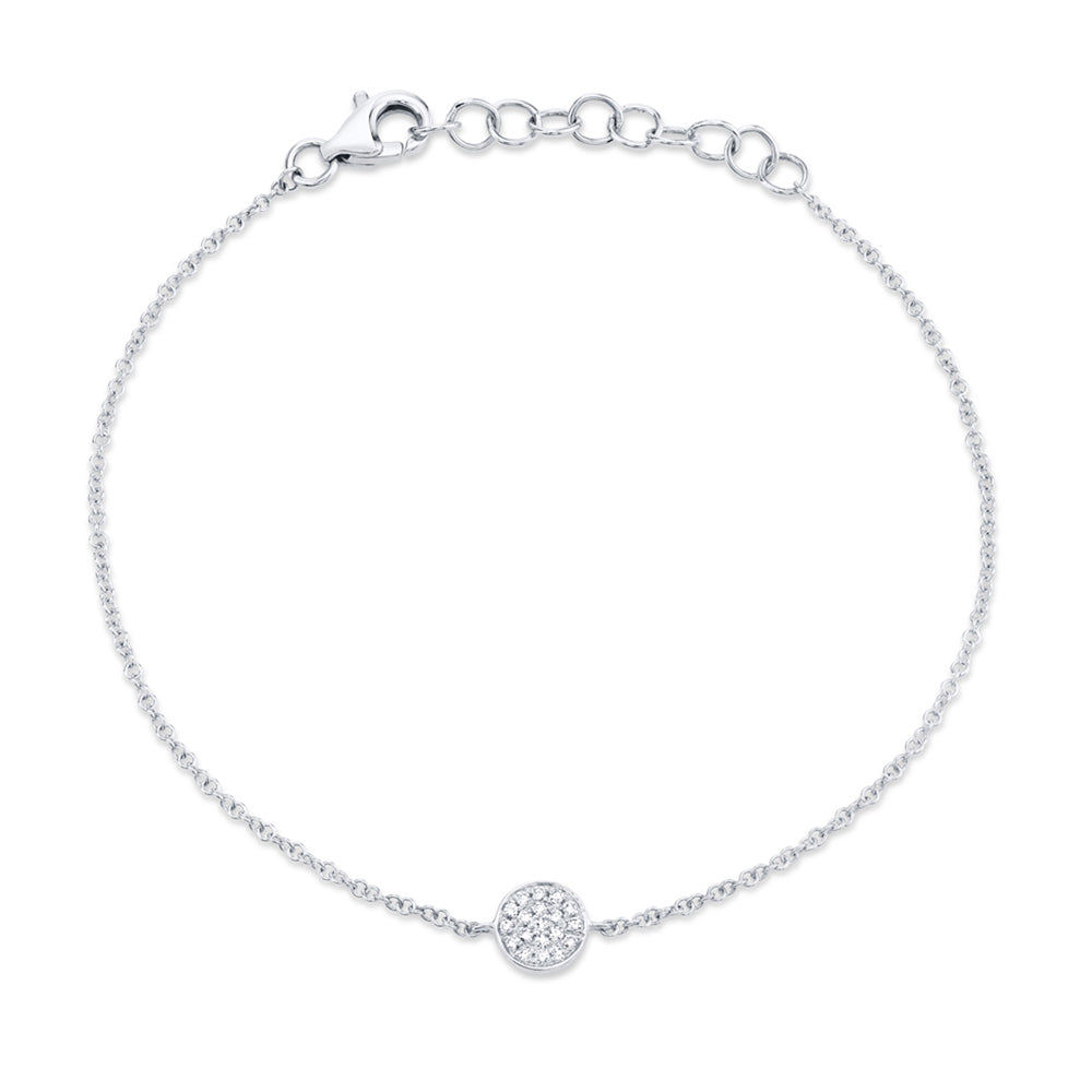 Diamond Pave Circle Link Bracelet 14k White Gold (0.05ct)