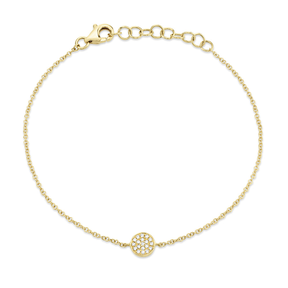 Diamond Pave Circle Link Bracelet 14k Yellow Gold (0.05ct)