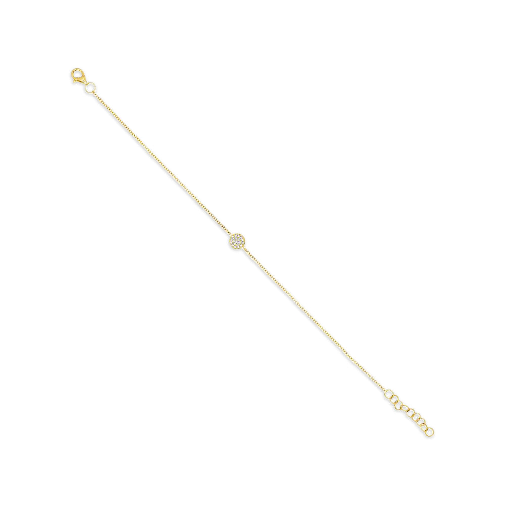 Diamond Pave Circle Link Bracelet 14k Rose Gold (0.05ct)