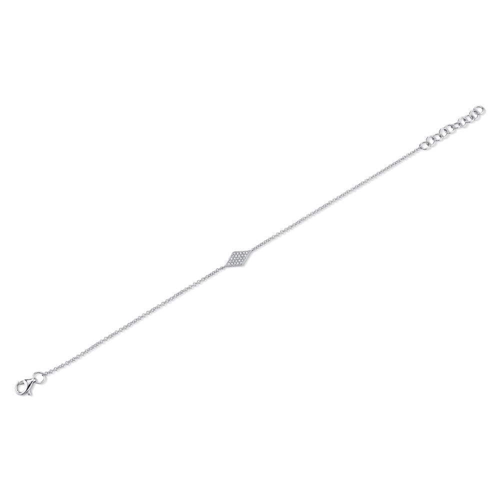 Diamond Pave Diamond Shape Link Bracelet 14k White Gold (0.06ct)