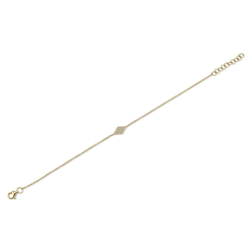Diamond Pave Diamond Shape Link Bracelet 14k Yellow Gold (0.06ct)