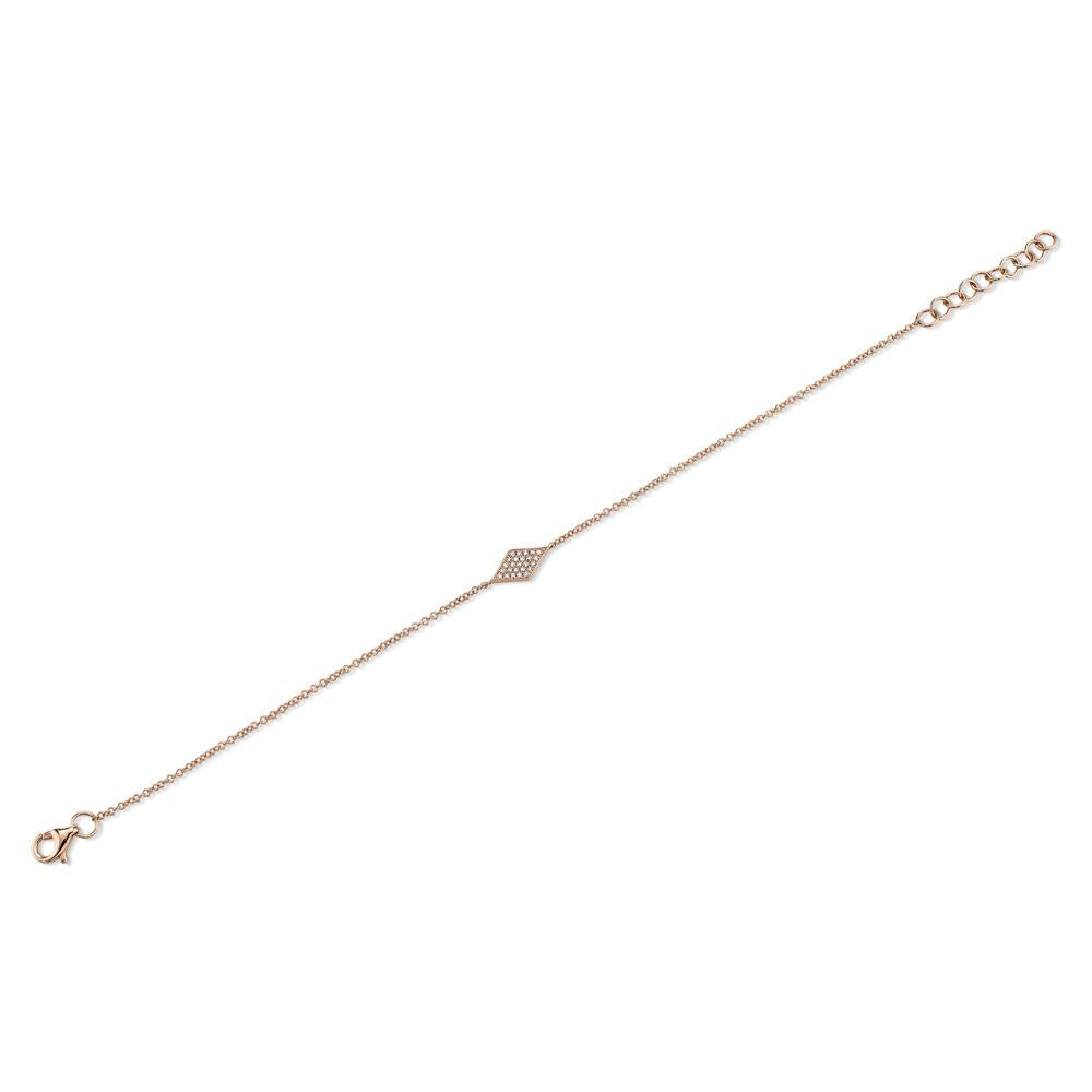 Diamond Pave Diamond Shape Link Bracelet 14k Rose Gold (0.06ct)