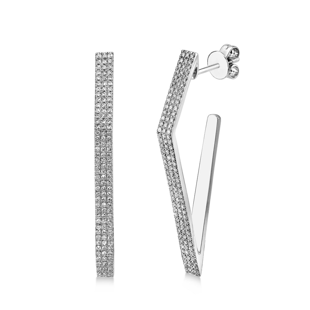 Diamond Pave Diamond Shape Earrings 14k White Gold (0.63ct)