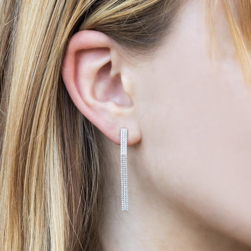 Diamond Pave Diamond Shape Earrings 14k White Gold (0.63ct)