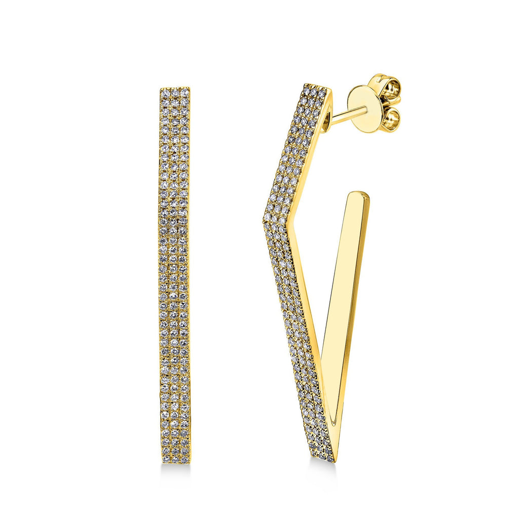Diamond Pave Diamond Shape Earrings 14k Yellow Gold (0.63ct)