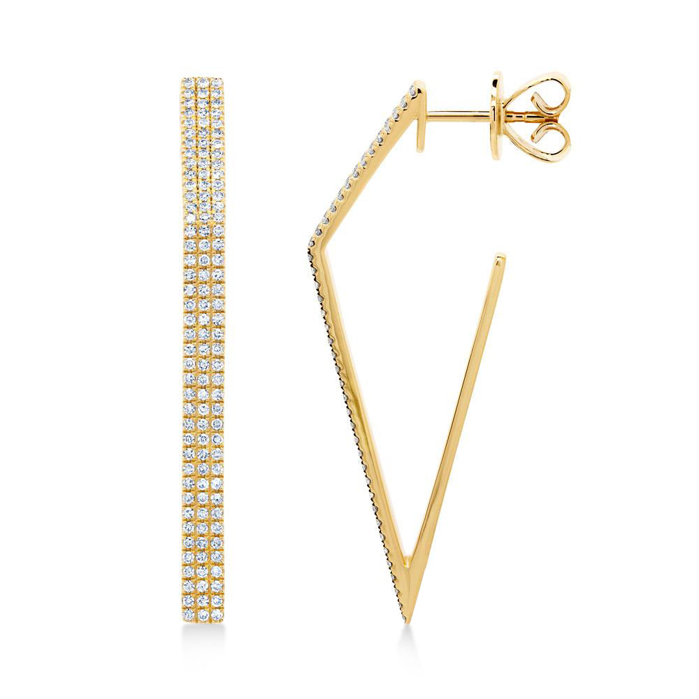 Diamond Pave Diamond Shape Earrings 14k Yellow Gold (0.63ct)