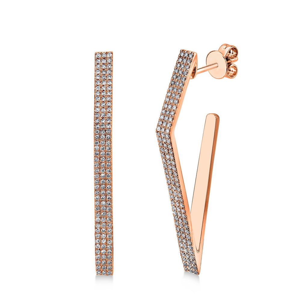 Diamond Pave Diamond Shape Earrings 14k Rose Gold (0.63ct)