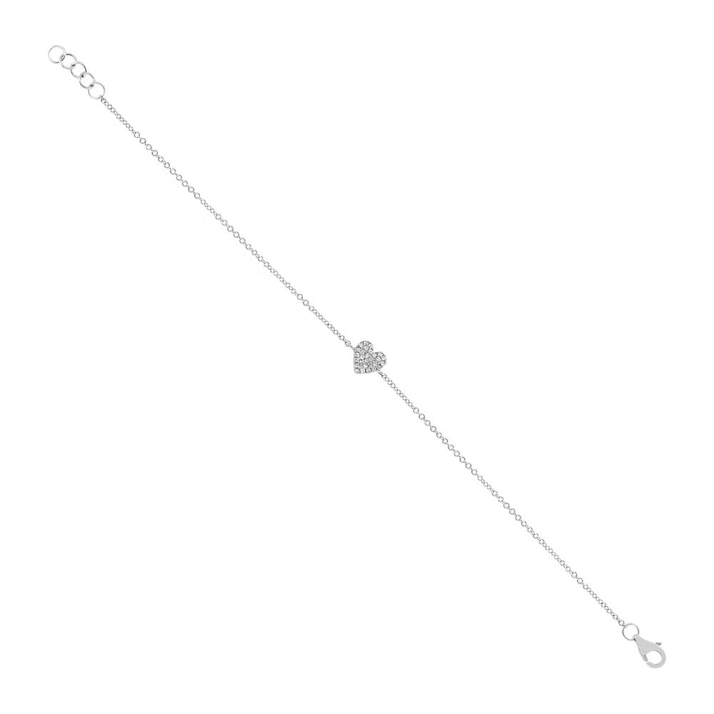 0.08ct 14k Rose Gold Diamond Heart Bracelet