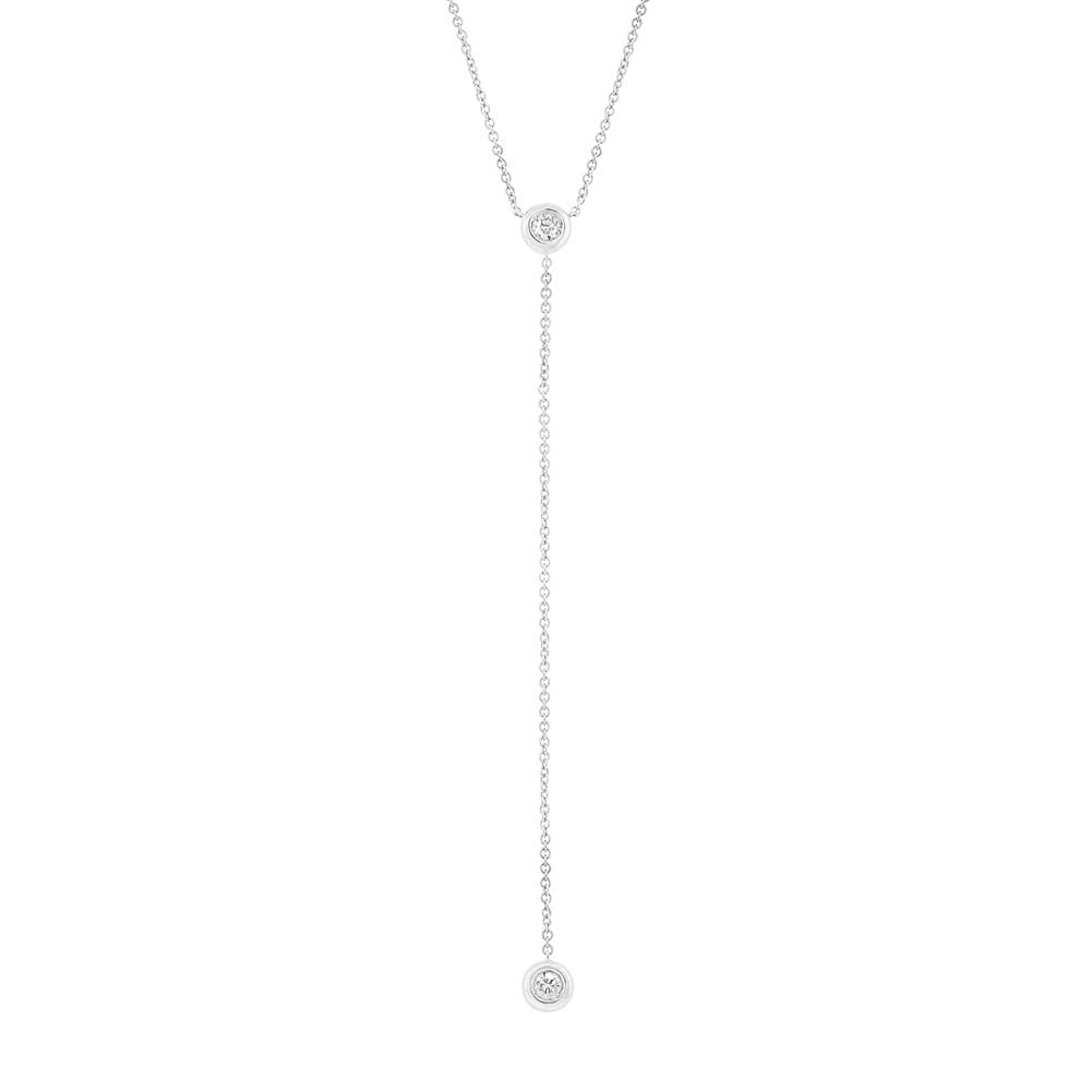 0.21ct 14k White Gold Diamond Lariat Necklace