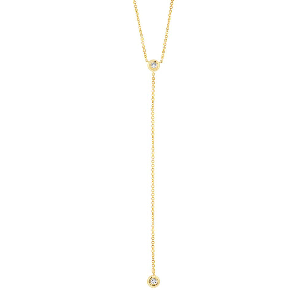 0.10ct 14k Yellow Gold Diamond Lariat Necklace