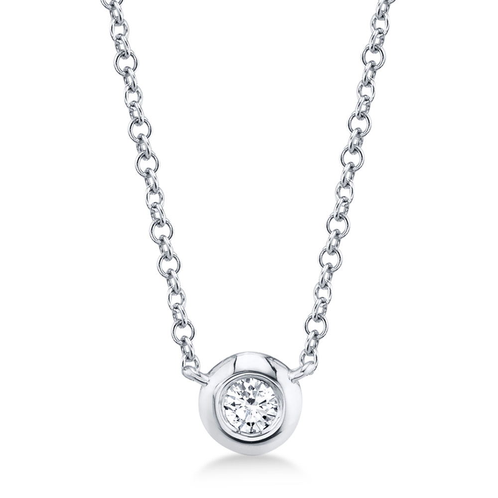 Diamond Bezel Solitare Necklace 14k White Gold (0.05ct)