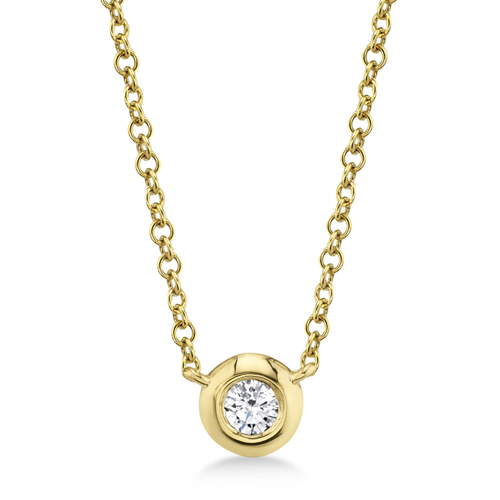 Diamond Bezel Solitare Necklace 14k Yellow Gold (0.05ct)