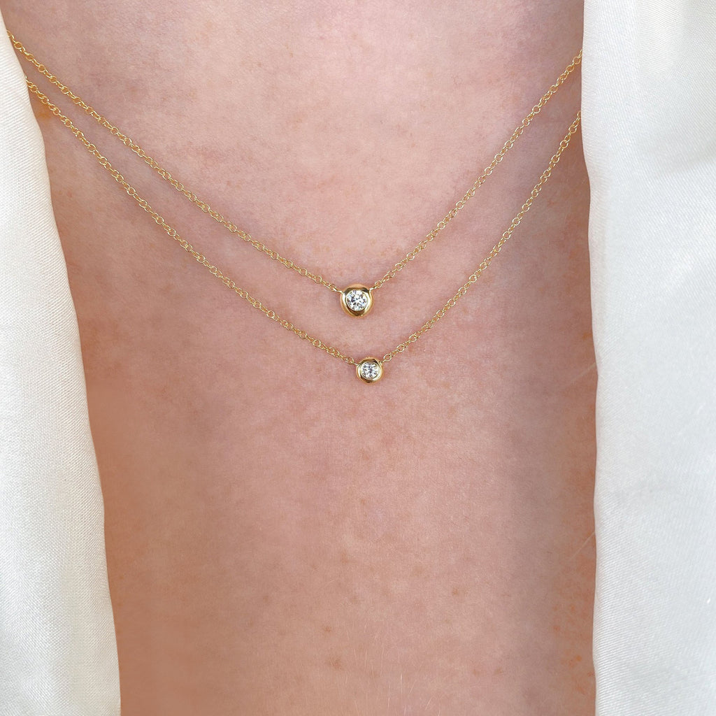 Diamond Bezel Solitare Necklace 14k Rose Gold (0.05ct)