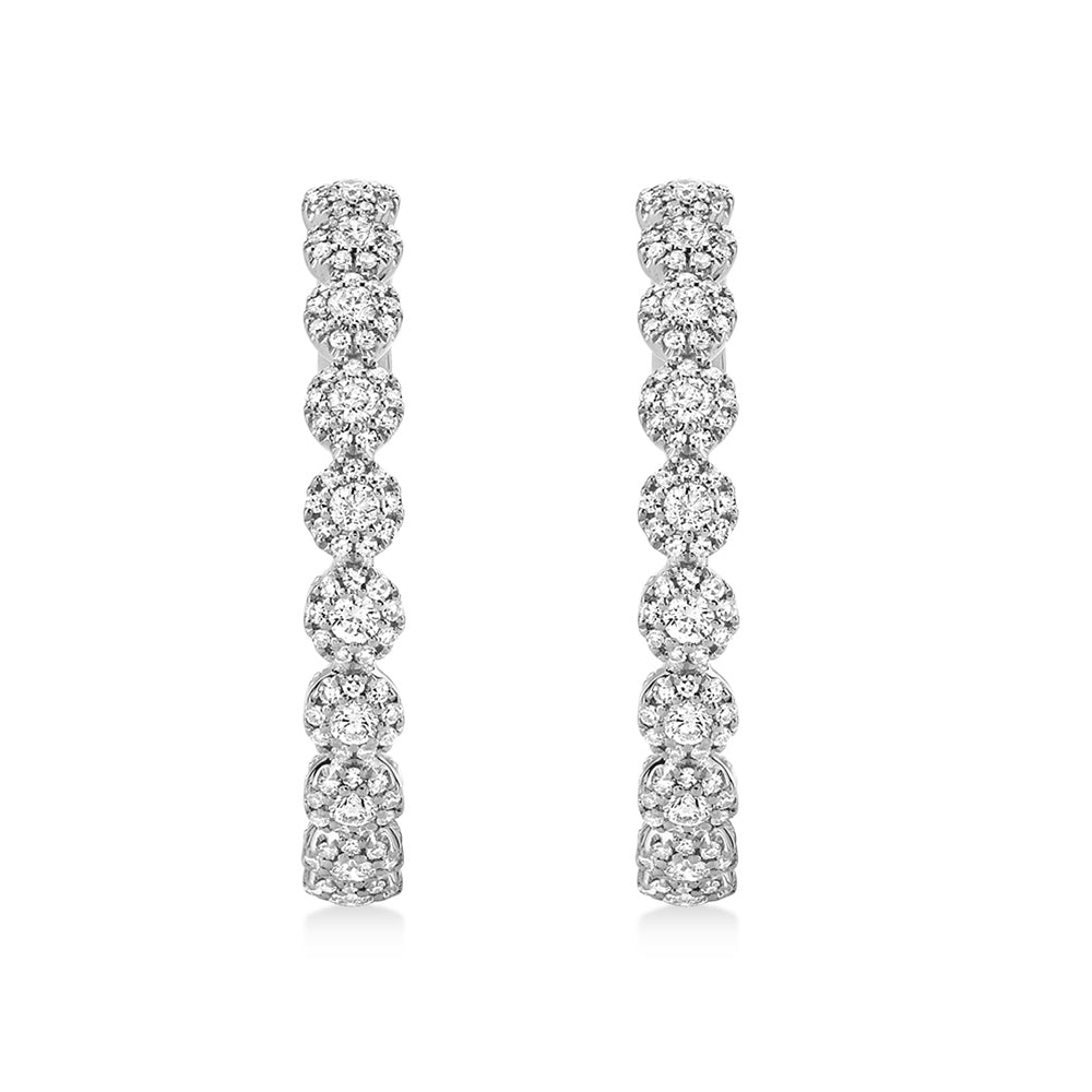 Diamond Halo Style Inside Out Hoop Earrings 14k White Gold (1.58ct)