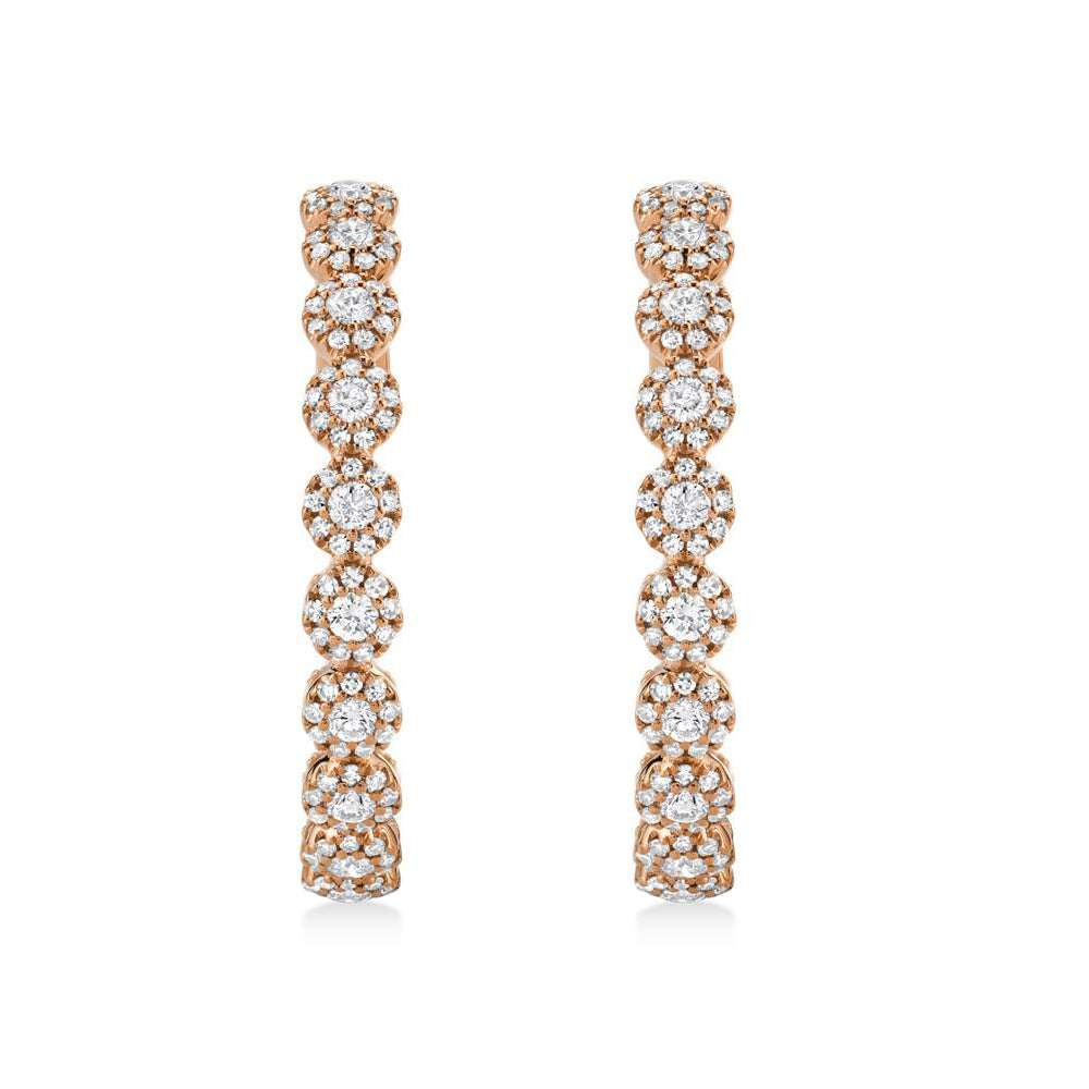 Diamond Halo Style Inside Out Hoop Earrings 14k Rose Gold (1.58ct)