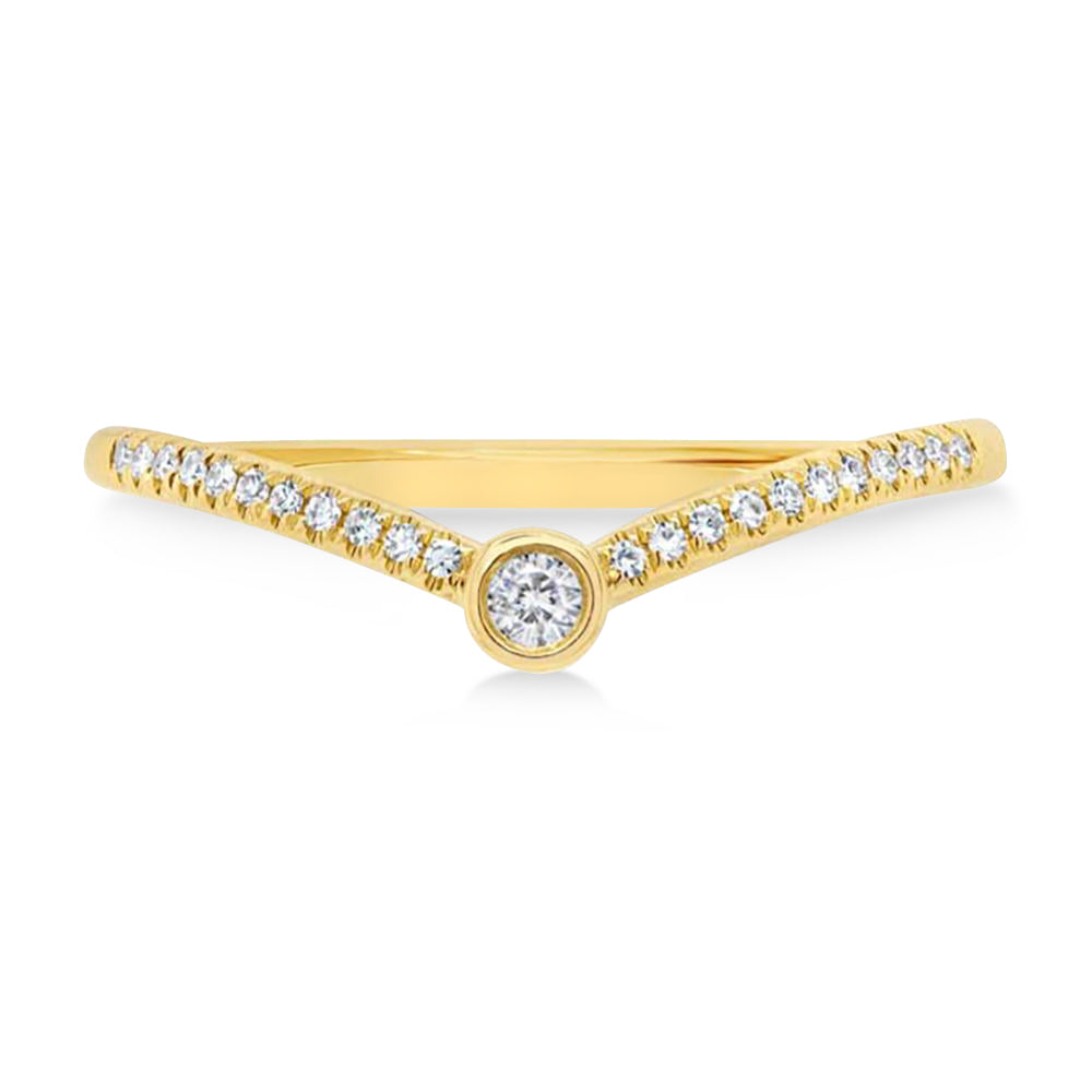Diamond Bezel Chevron Ring 14k Yellow Gold (0.09ct)