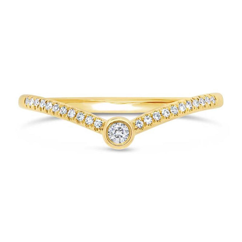 Diamond Bezel Chevron Ring 14k Yellow Gold (0.09ct)