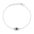Turquoise & Diamond & Blue Sapphire Evil Eye Bracelet 14k White Gold (0.26ct)