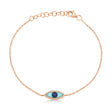 Turquoise & Diamond & Blue Sapphire Evil Eye Bracelet 14k Rose Gold (0.26ct)