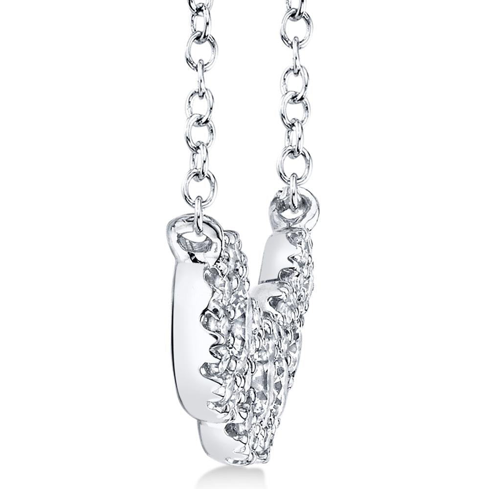 Diamond Halo Style Five Stone Pendant Necklace 14k White Gold (0.53ct)