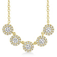 Diamond Halo Style Five Stone Pendant Necklace 14k Yellow Gold (0.53ct)