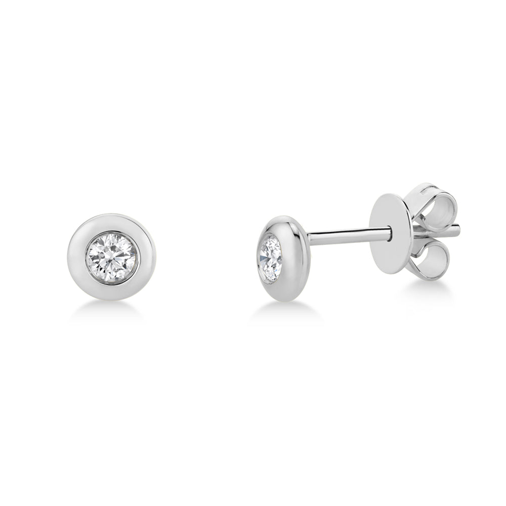 Diamond Bezel Stud Earrings 14k White Gold (0.22ct)