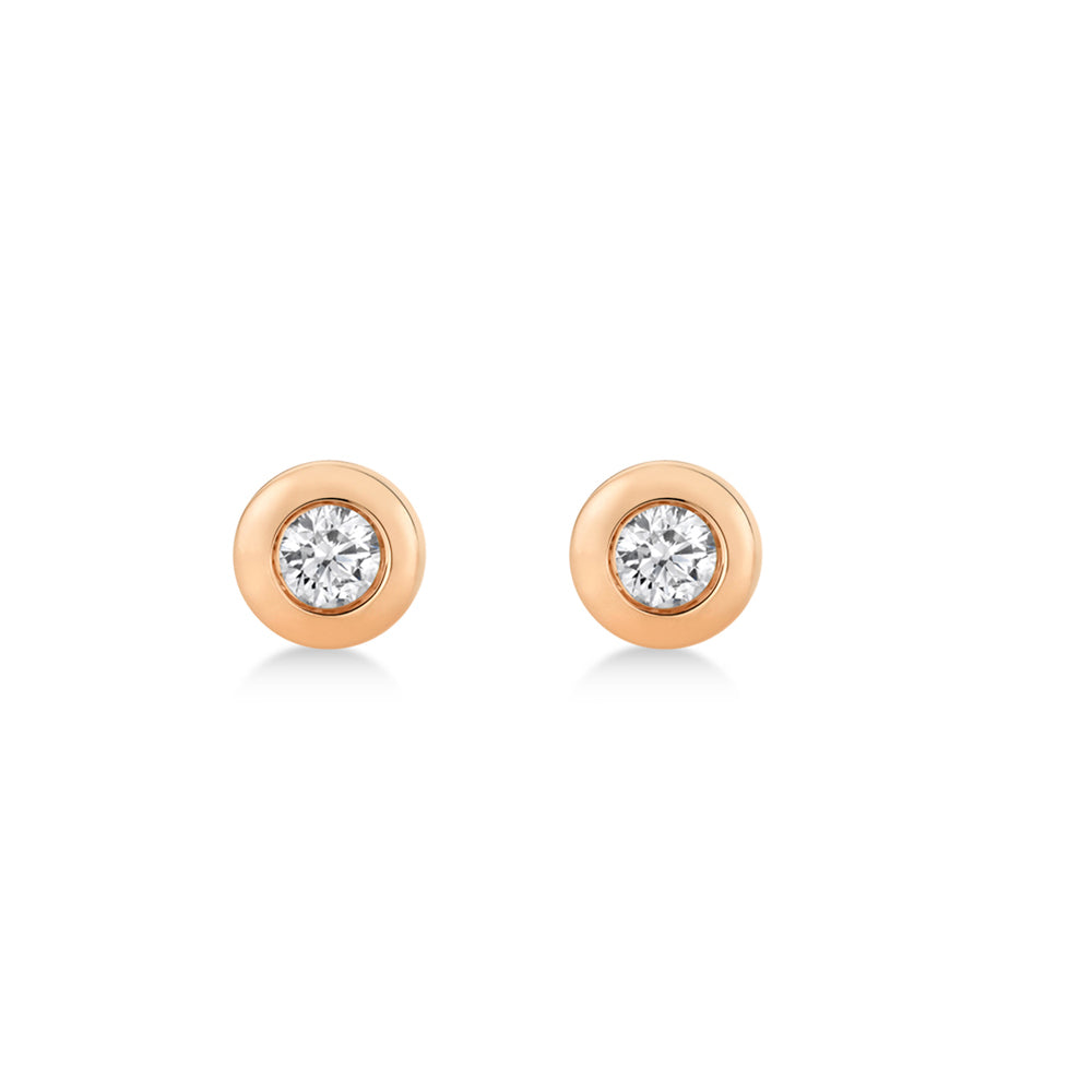 Diamond Bezel Stud Earrings 14k Rose Gold (0.22ct)