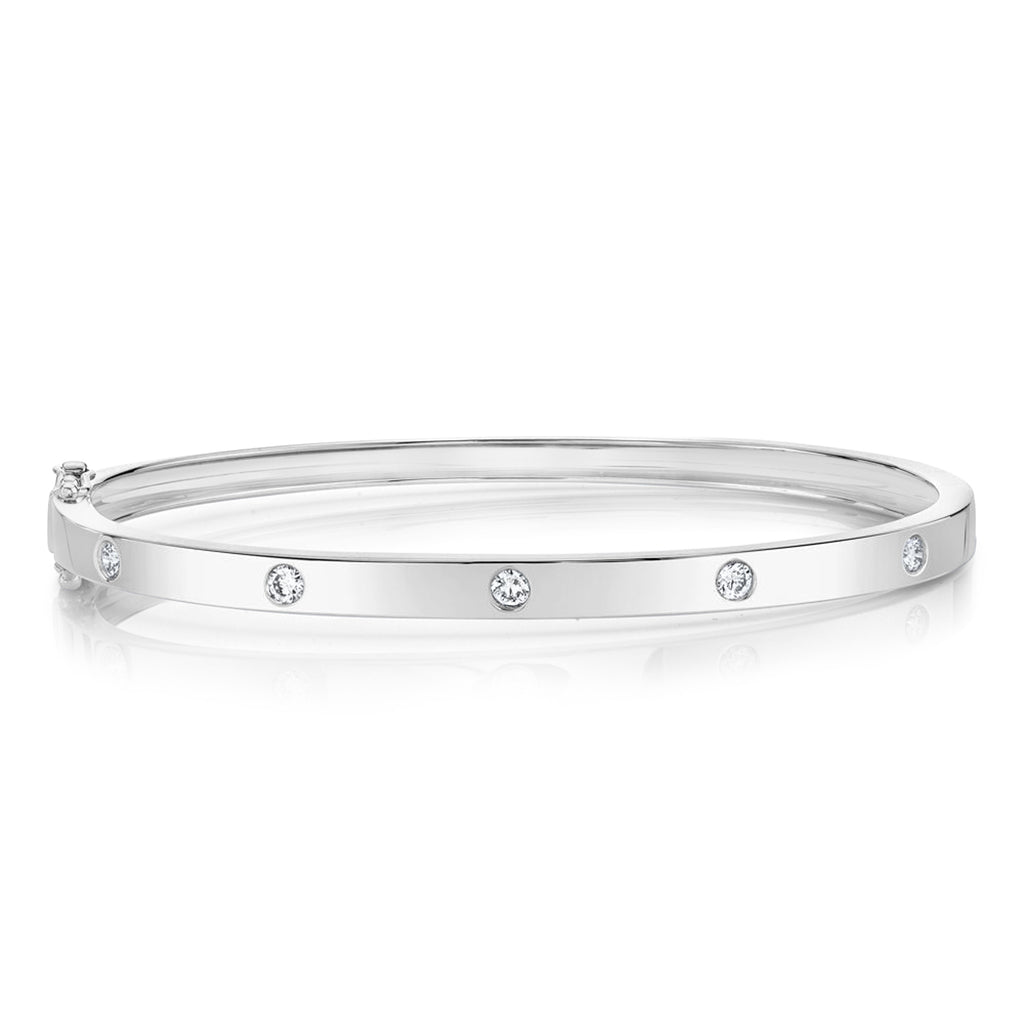 Diamond Five Stone Bangle Bracelet 14K White Gold (0.38ct)