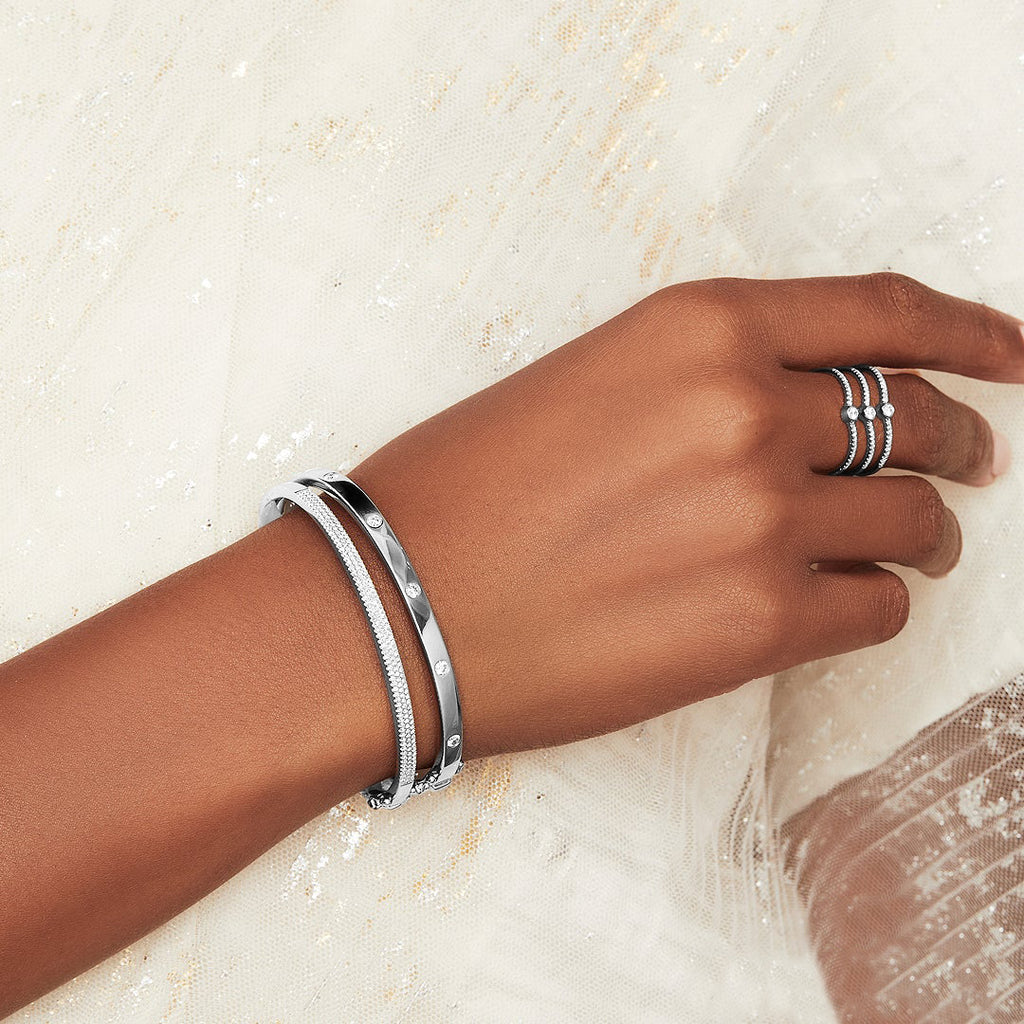 Diamond Five Stone Bangle Bracelet 14K White Gold (0.38ct)