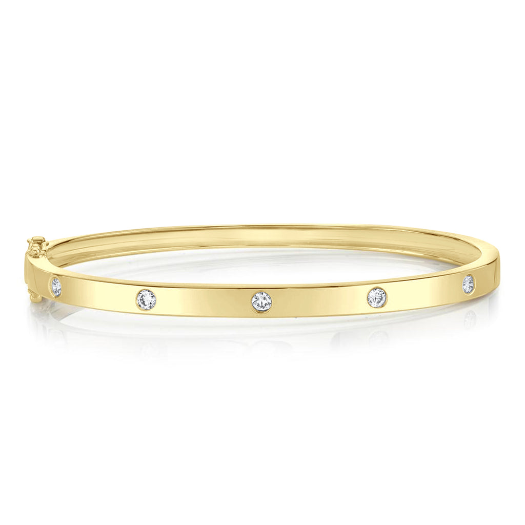 Diamond Five Stone Bangle Bracelet 14K Yellow Gold (0.38ct)