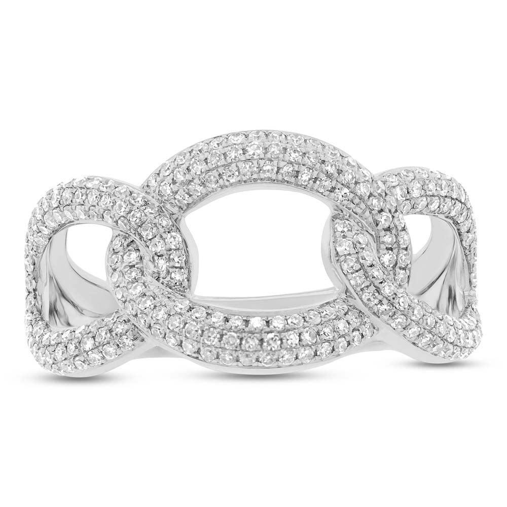Diamond Pave Chunky Link Ring 14k White Gold (0.55ct)