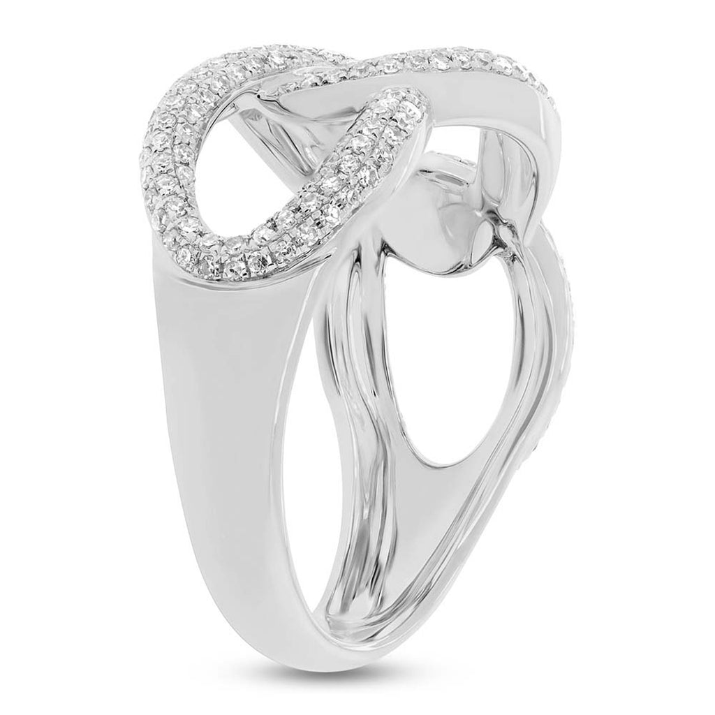 Diamond Pave Chunky Link Ring 14k White Gold (0.55ct)