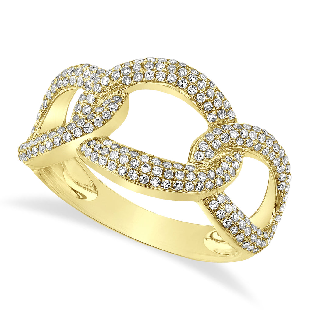 Diamond Pave Chunky Link Ring 14k Yellow Gold (0.55ct)