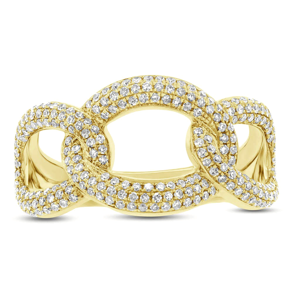 Diamond Pave Chunky Link Ring 14k Yellow Gold (0.55ct)
