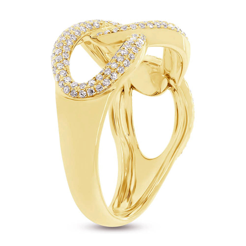 Diamond Pave Chunky Link Ring 14k Yellow Gold (0.55ct)