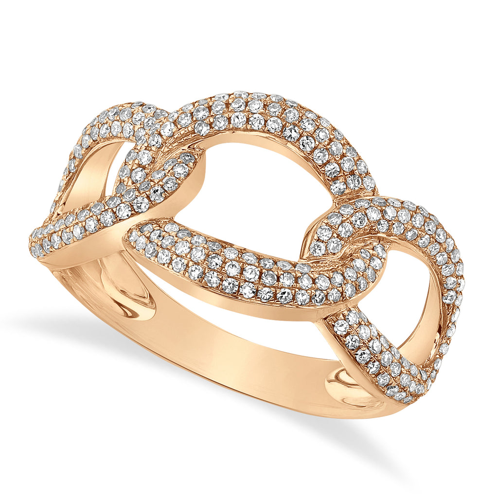 Diamond Pave Chunky Link Ring 14k Rose Gold (0.55ct)
