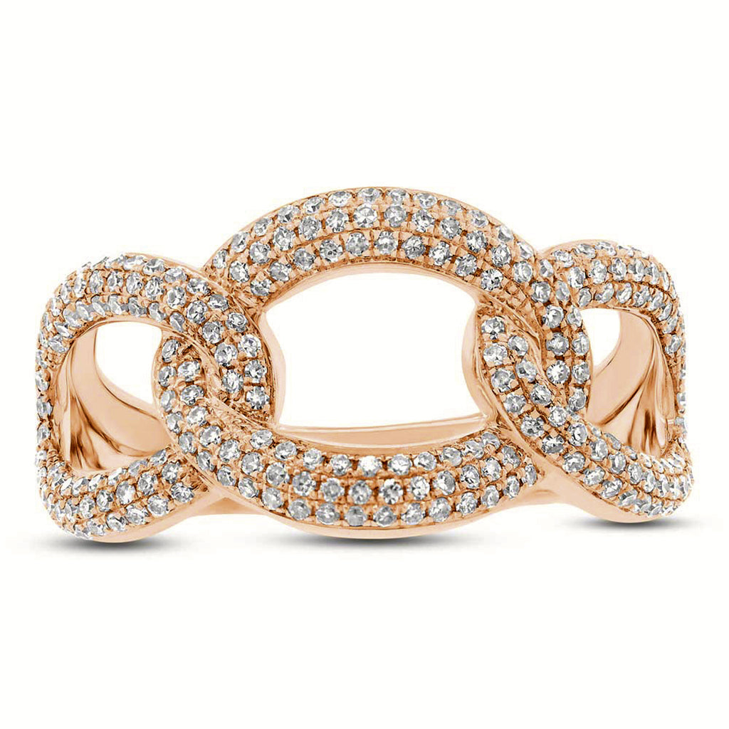 Diamond Pave Chunky Link Ring 14k Rose Gold (0.55ct)