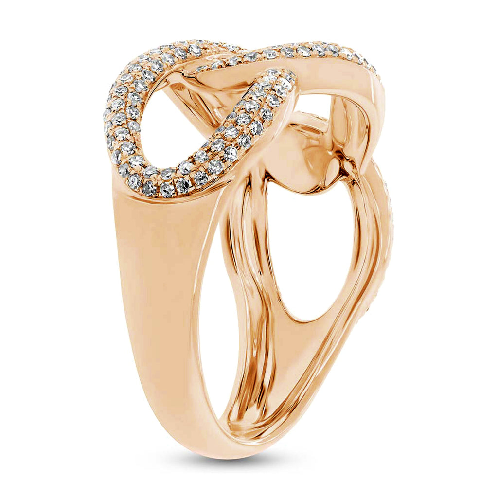 Diamond Pave Chunky Link Ring 14k Rose Gold (0.55ct)