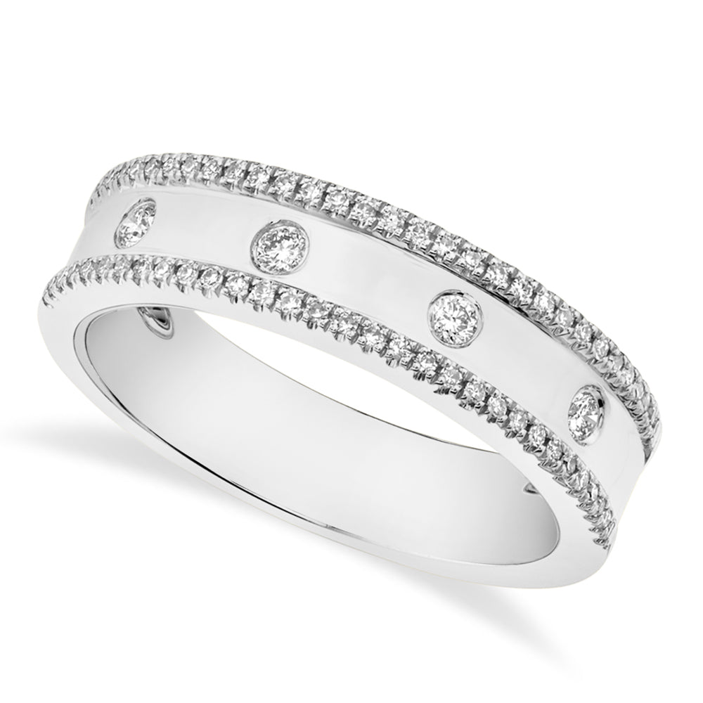 Diamond Bezel Half Eternity Band Ring 14k White Gold (0.23ct)