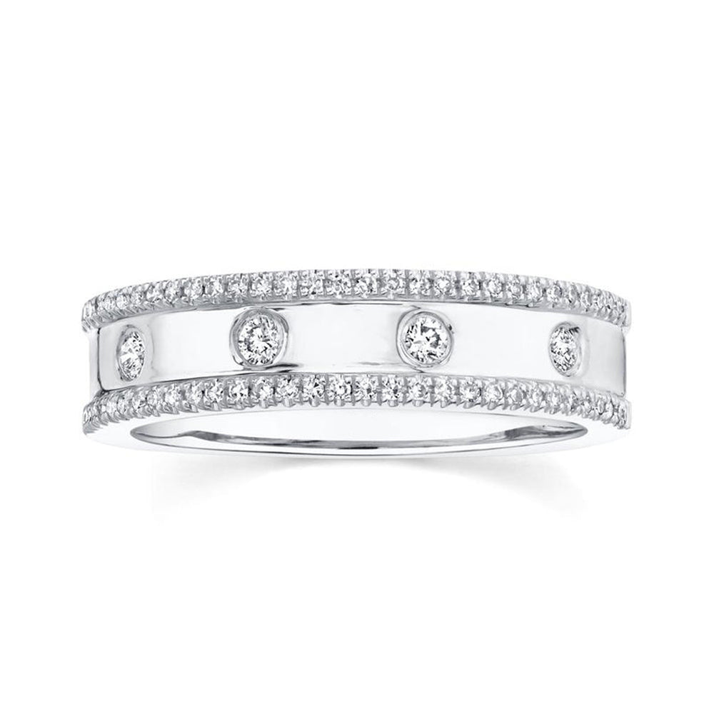 Diamond Bezel Half Eternity Band Ring 14k White Gold (0.23ct)