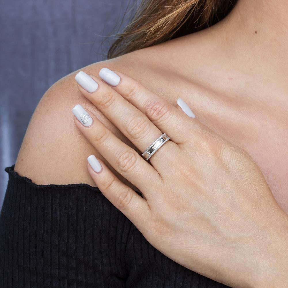 Diamond Bezel Half Eternity Band Ring 14k White Gold (0.23ct)