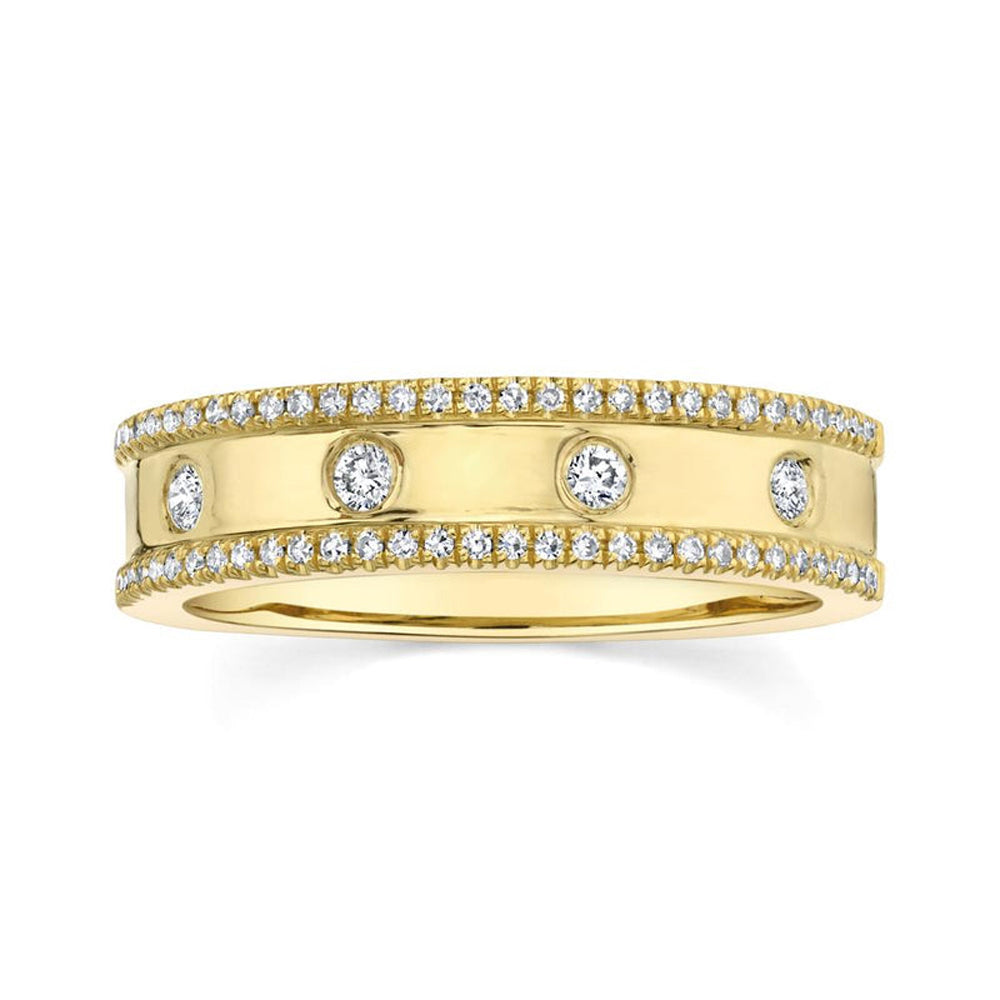 Diamond Bezel Half Eternity Band Ring 14k Yellow Gold (0.23ct)