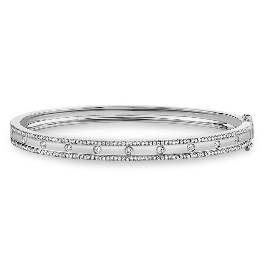 Diamond Accented Bangle Bracelet 14k White Gold (0.62ct)